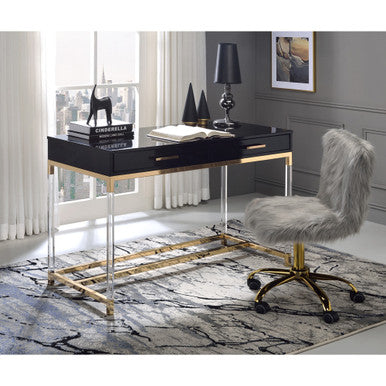 ACME 93104 Adiel Built-in USB Port Writing Desk, Black & Gold Finish ACME Furniture