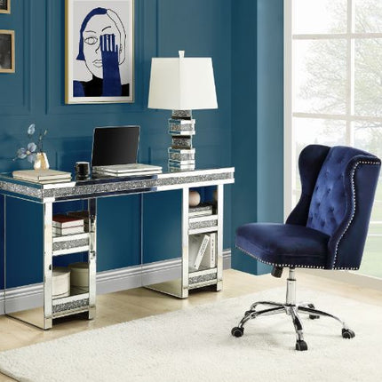 ACME 93112 Noralie Writing Desk, Clear Glass, Mirrored & Faux Diamonds