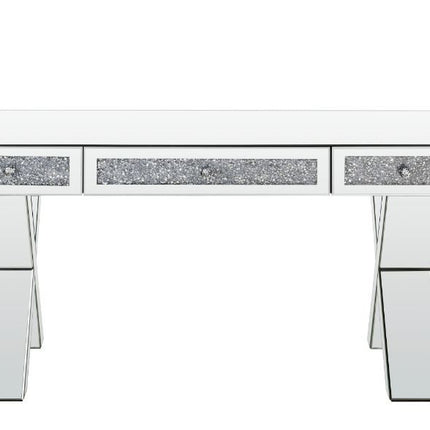 ACME 93116 Noralie Writing Desk, Clear Glass, Mirrored & Faux Diamonds