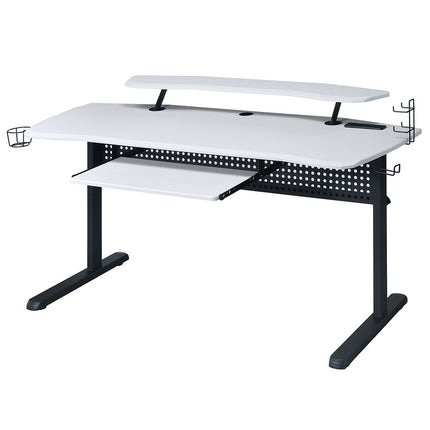 ACME 93134 Vildre Gaming Table with USB Port, Black & White Finish  5
