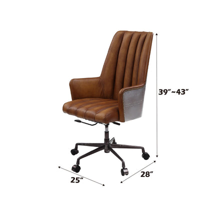 ACME 93176 Salvol Office Chair, Sahara Leather & Aluminum