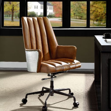 ACME 93176 Salvol Office Chair, Sahara Leather & Aluminum