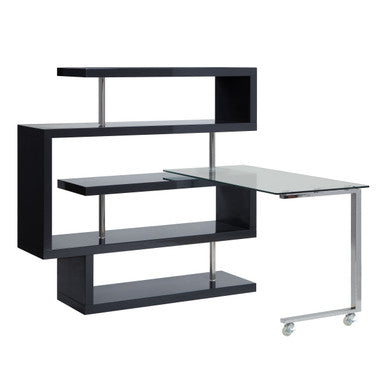 ACME 93177 Buck Ii Black Desk with Shelf ACME Furniture