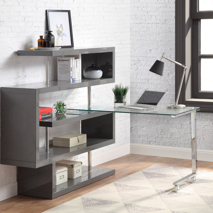 ACME 93181 Buck Ii Gray Desk with Shelf  5
