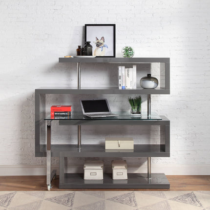 ACME 93181 Buck Ii Gray Desk with Shelf  7