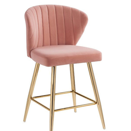 ACME 96090 Rizgek Counter Height Chair, Pink Velvet & Gold Finish
