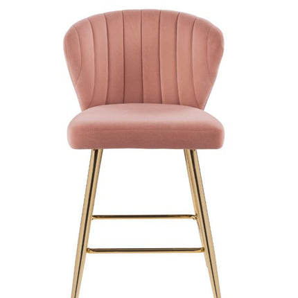 ACME 96090 Rizgek Counter Height Chair, Pink Velvet & Gold Finish