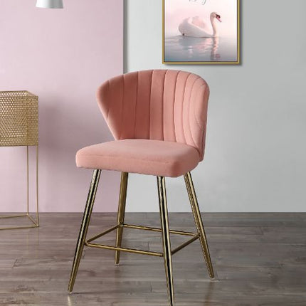 ACME 96090 Rizgek Counter Height Chair, Pink Velvet & Gold Finish