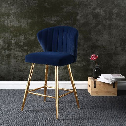 ACME 96092 Rizgek Counter Height Chair, Blue Velvet & Gold Finish