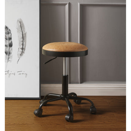 ACME 96156 Ouray Adjustable Stool with Swivel (Set-2), Vintage Caramel PU & Black