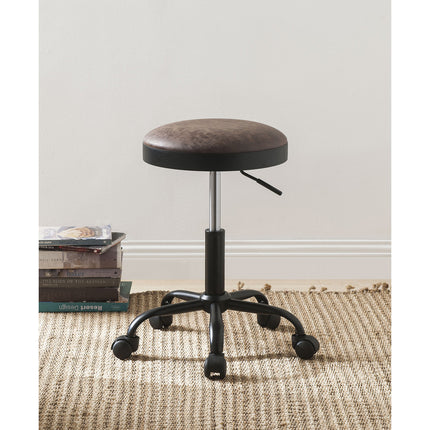 ACME 96157 Ouray Adjustable Stool with Swivel (Set-2), Vintage Mocha PU & Black