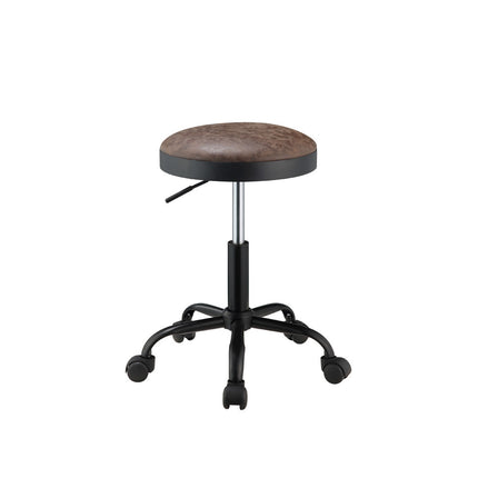 ACME 96157 Ouray Adjustable Stool with Swivel (Set-2), Vintage Mocha PU & Black