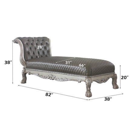 ACME 96275 Dresden Chaise with 1 Pillow, Vintage Bone White & PU