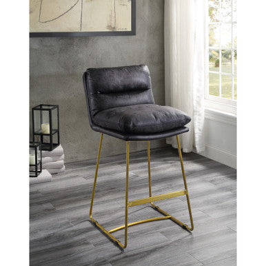 ACME 96400 Alsey Counter Height Chair (1 Piece), Vintage Black Top Grain Leather ACME Furniture