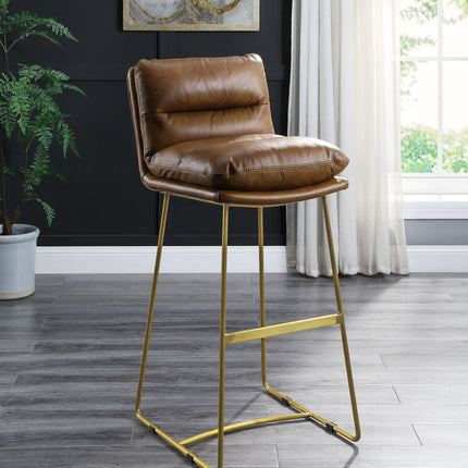 ACME 96401 Alsey Bar Chair (1 Piece), Saddle Brown Top Grain Leather
