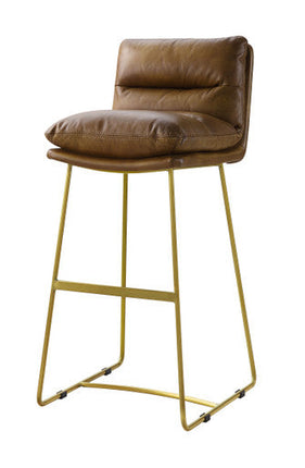 ACME 96401 Alsey Bar Chair (1 Piece), Saddle Brown Top Grain Leather ACME Furniture