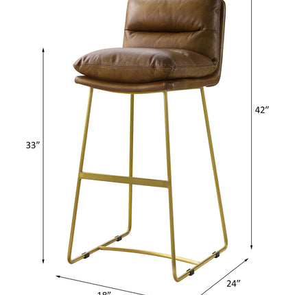 ACME 96401 Alsey Bar Chair (1 Piece), Saddle Brown Top Grain Leather