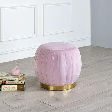 ACME 96448 Zinnia Ottoman, Pink Carnation Velvet & Gold ACME Furniture