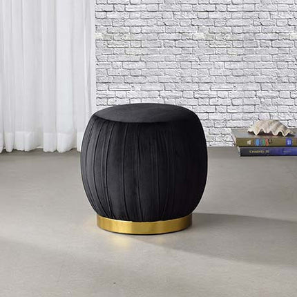 ACME 96449 Zinnia Ottoman, Black Velvet & Gold
