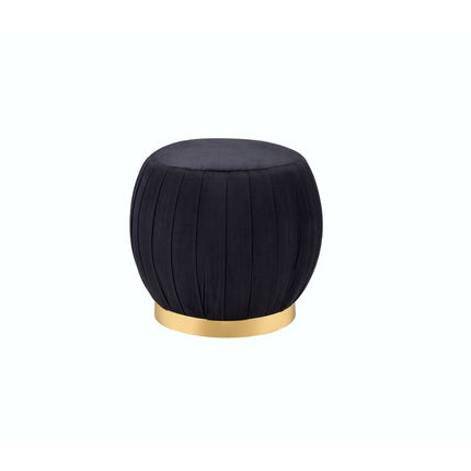 ACME 96449 Zinnia Ottoman, Black Velvet & Gold  1