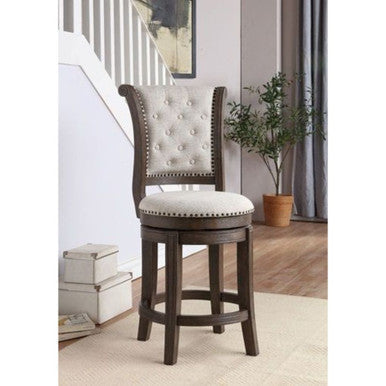 ACME 96455 Glison Counter Height Chair, Beige Fabric & Walnut ACME Furniture