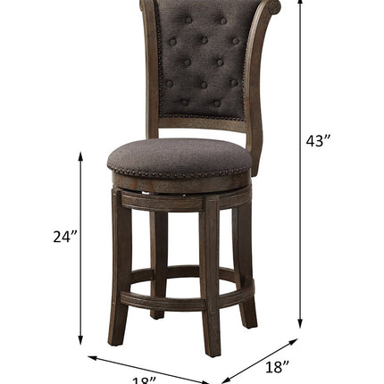 ACME 96456 Glison Counter Height Chair, Charcoal Fabric & Walnut
