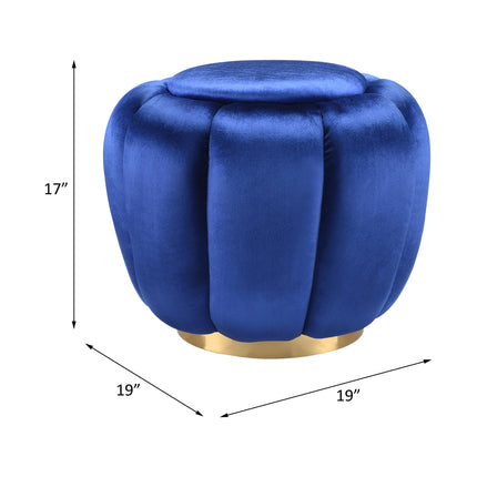 ACME 96464 Heiress Ottoman, Sapphire Blue Velvet