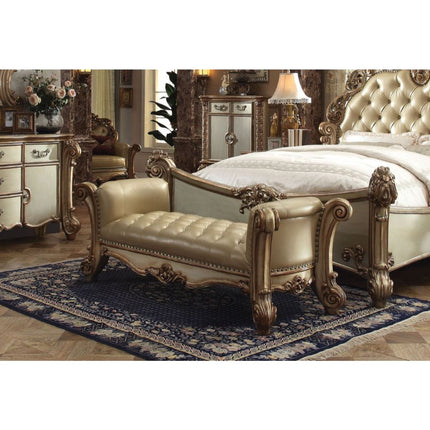 ACME 96484 Vendome Bench, Bone PU & Gold Patina  1