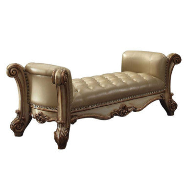ACME 96484 Vendome Bench, Bone PU & Gold Patina ACME Furniture