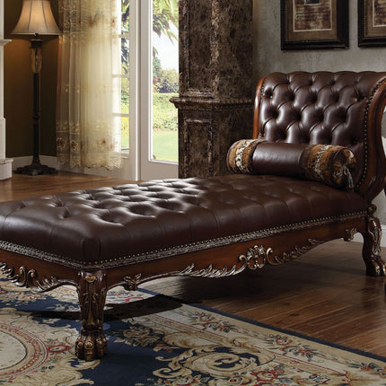 ACME 96487 Dresden Chaise with 1 Pillow, PU & Cherry Oak