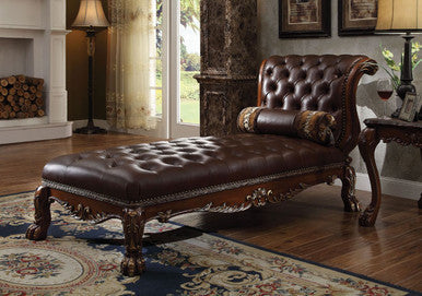 ACME 96487 Dresden Chaise with 1 Pillow, PU & Cherry Oak ACME Furniture