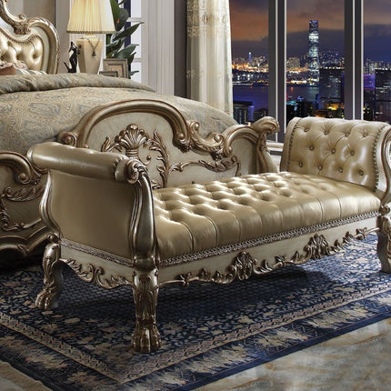 ACME 96488 Dresden Bench, Bone PU & Gold Patina