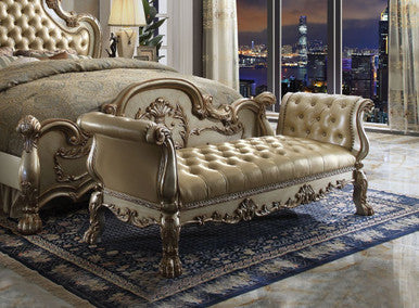 ACME 96488 Dresden Bench, Bone PU & Gold Patina ACME Furniture