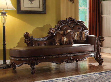 ACME 96491 Vendome Chaise with 2 Pillows, PU & Cherry ACME Furniture
