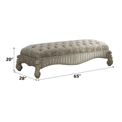 ACME 96540 Versailles Bench, Ivory Fabric & Bone White  1