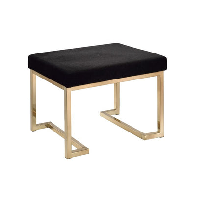 ACME 96597 Boice Ottoman, Black Fabric & Champagne