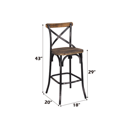 ACME 96640 Zaire Bar Chair (1 Piece), Antique Black & Antique Oak, 29" Seat Height  5