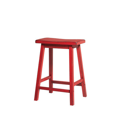 ACME 96649 Gaucho Counter Height Stool (Set-2), Antique Red, 24" Seat Height ACME Furniture
