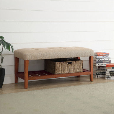 ACME 96682 Charla Bench, Beige & Oak ACME Furniture