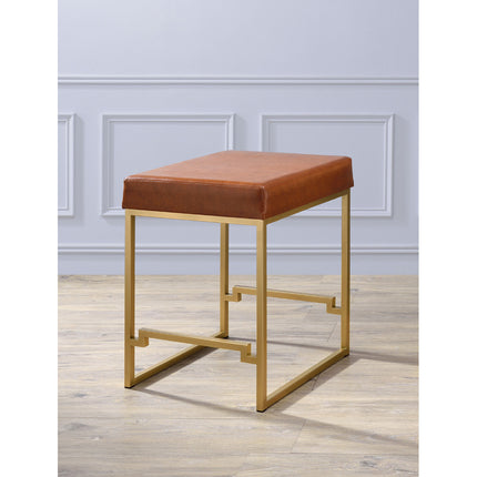 ACME 96717 Boice Counter Height Stool (1 Piece), Light Brown PU & Gold, 25" Seat Height