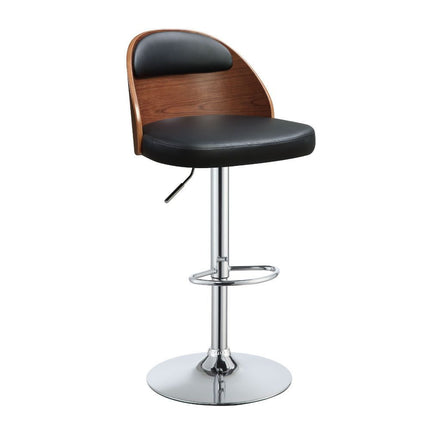 ACME 96748 Camila Adjustable Stool with Swivel (1 Piece), Black PU & Walnut, 25"~33" Seat Height