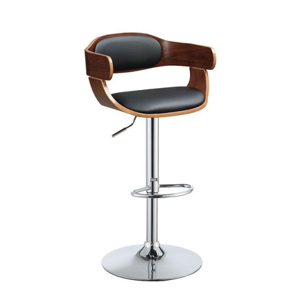ACME 96749 Camila Adjustable Stool with Swivel (1 Piece), Black PU & Walnut, 24"~32" Seat Height
