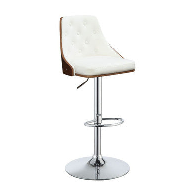 ACME 96751 Camila Adjustable Stool with Swivel (1 Piece), White PU & Walnut, 25"~33" Seat Height ACME Furniture