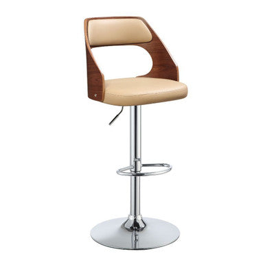 ACME 96752 Camila Adjustable Stool with Swivel (1 Piece), Beige PU & Walnut, 25"~33" Seat Height ACME Furniture