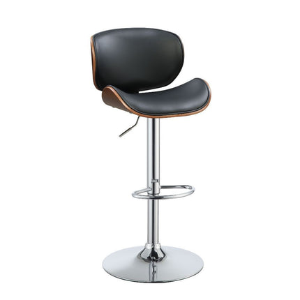 ACME 96754 Camila Adjustable Stool with Swivel (1 Piece), Black PU & Walnut, 25"~34" Seat Height