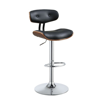 ACME 96755 Camila Adjustable Stool with Swivel (1 Piece), Black PU & Walnut, 25"~33" Seat Height