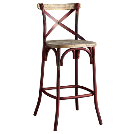 ACME 96808 Zaire Bar Chair (1 Piece), Antique Red & Antique Oak, 29" Seat Height  1