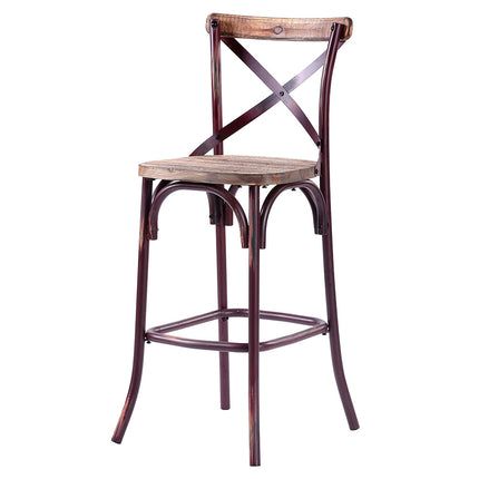 ACME 96808 Zaire Bar Chair (1 Piece), Antique Red & Antique Oak, 29" Seat Height  2
