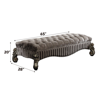 ACME 96820 Versailles Bench, Fabric & Antique Platinum  1