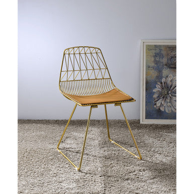 ACME 96848 Faina Side Chair (Set-2), Whiskey PU & Gold ACME Furniture